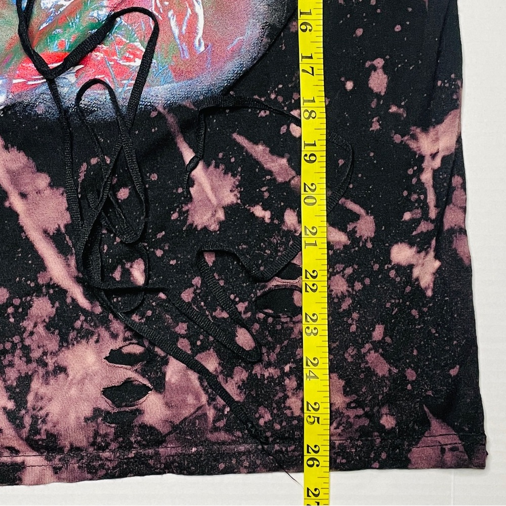 IRON MAIDEN Womens Small T Shirt Distressed Holes The Trooper Tie Dye Metal Rock - Picture 10 of 10
